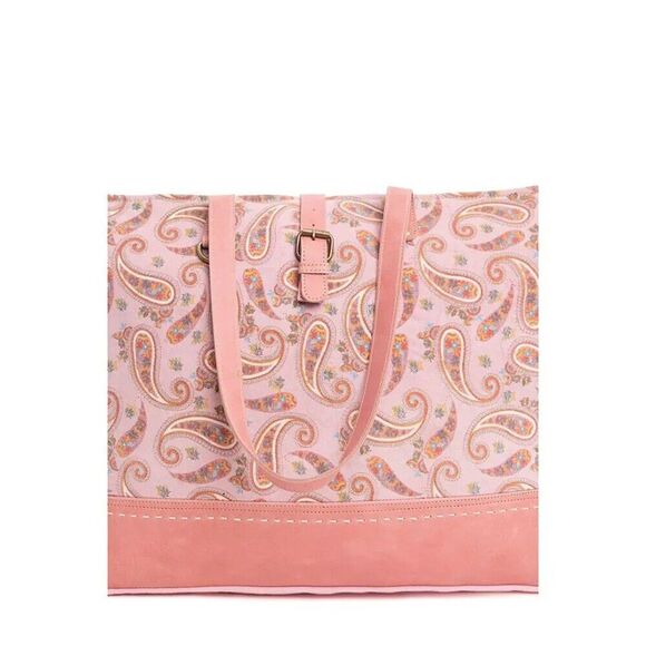 Myra Bag Handmade Yuma Weekender Bag Upcycled Canvas & Cowhide Leather - Picture 8 of 11